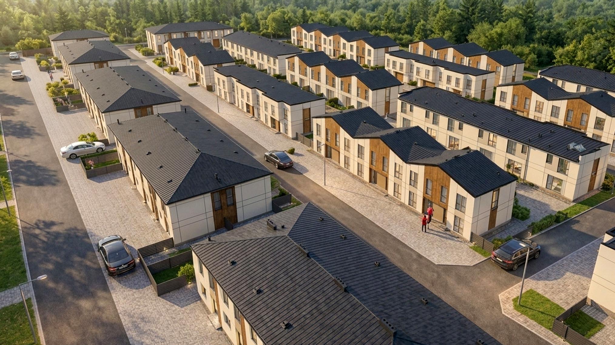 Таунхауси Olympic Village Tarasivka, вигляд з вулиці