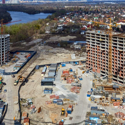 Ход строительства Русановская Гавань, 13-17, 27 дома, апрель 2024