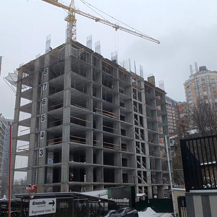 Ход строительства ЖК Greenville на Печерске, 3 дом (секция 9), январь 2026