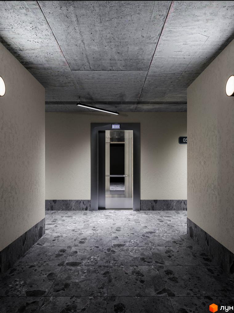 Евромісто 2 - сучасний житловий комплекс з елегантним дизайном. Просторий хол з ліфтом та оздобленням з натуральних матеріалів.