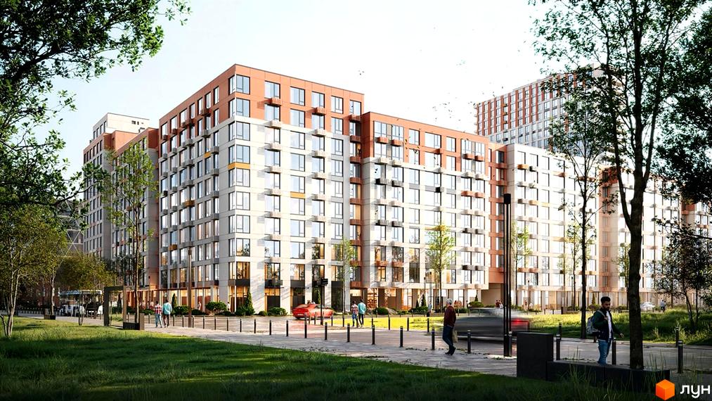 Житловий комплекс Sister – це багатоповерхові будинки з панорамними вікнами та індивідуальним дизайном фасаду, що розташовані біля зеленої зони відпочинку.