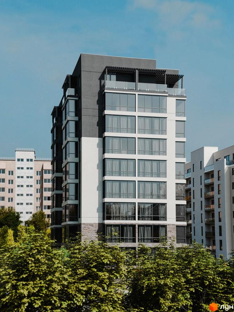 Вид на багатоповерховий житловий комплекс 