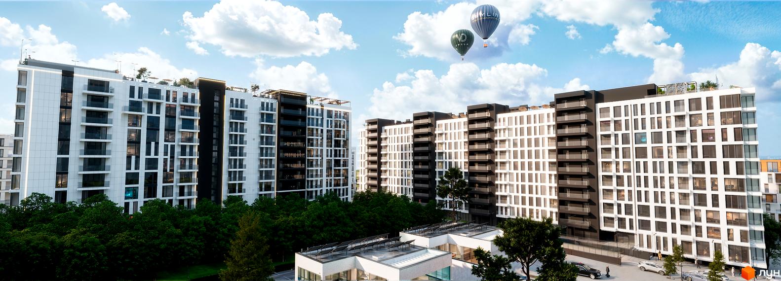 Житловий комплекс SKYLINE - це сучасні багатоповерхові будинки з панорамними вікнами та балконами, оточені зеленою зоною. На території комплексу розташовані зони відпочинку та дитячі майданчики.