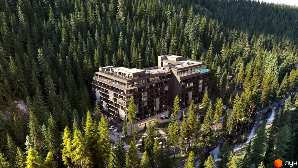 Апарт-готель MELIS, розташований серед високих ялин, з басейном на даху та терасами. Навколо комплексу - мальовнича природа та річка.