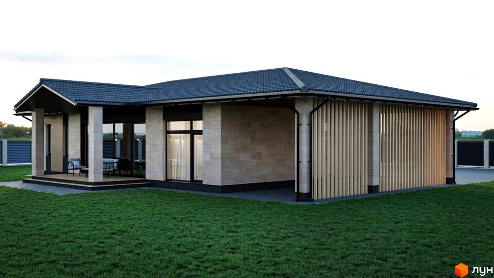 Будинок житлового комплексу КМ Bucha Village з сучасною архітектурою та прибудинковою територією, озелененою газоном.