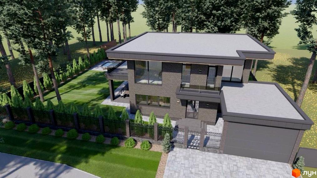 Зовнішній вигляд будинку КМ Нова Ходосівка з прибудинковою територією та зеленими насадженнями.