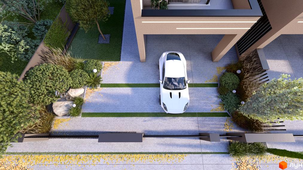 Житловий комплекс Таунхауси Svoie Birky з сучасним фасадом та прибудинковою територією з зеленими насадженнями та парковкою.