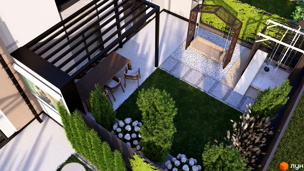 Сучасний таунхаус Svoie Birky з прибудинковою територією, озелененням та зоною для відпочинку.