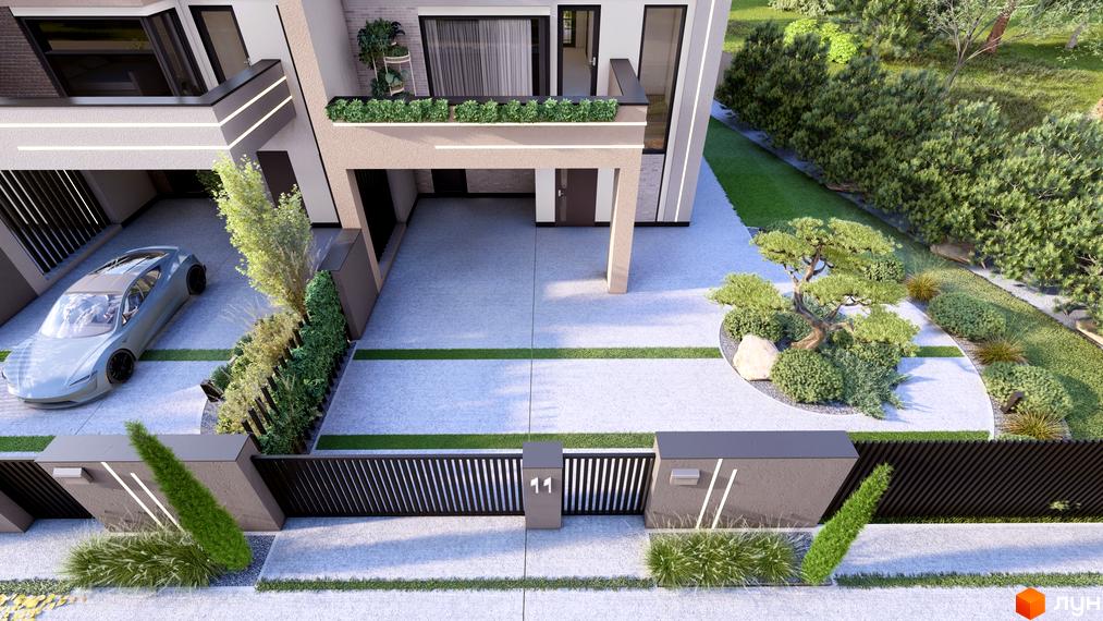 Сучасний таунхаус Svoie Birky з прибудинковою територією, озелененням та паркомісцем.