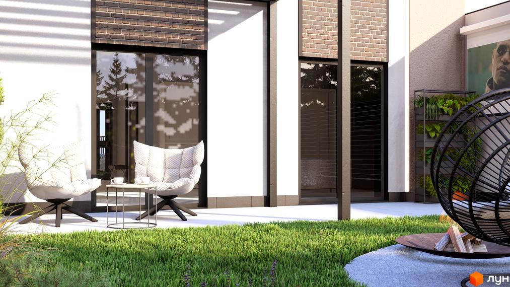 Зовнішній вигляд таунхаусів Svoie Birky з сучасною прибудинковою територією та зеленим газоном.