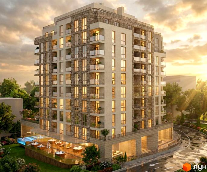 Житловий комплекс SHELEST Residence & SPA з басейном та зоною відпочинку. Сучасна архітектура та доглянута прибудинкова територія.