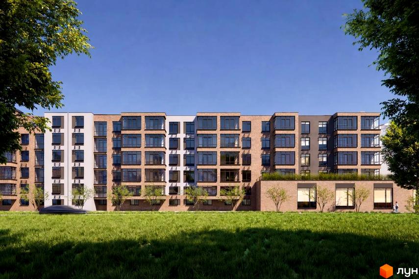 Житловий комплекс Комфортне містечко Residence - це багатоповерхова цегляна новобудова з великими вікнами та зеленою прибудинковою територією. Зовнішній вигляд будинку відповідає сучасним архітектурним тенденціям.