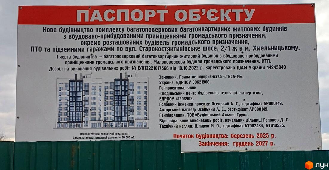Новобудова на вул. Старокостянтинівське шосе, 2/1. Багатоповерховий житловий будинок з прибудинковою територією та гаражами.