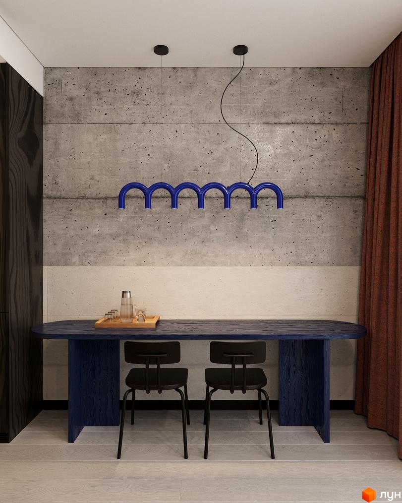 Oselia apartments - сучасний житловий комплекс з унікальним дизайном інтер'єру. Простора кухня-вітальня з обідньою зоною та стильними меблями.