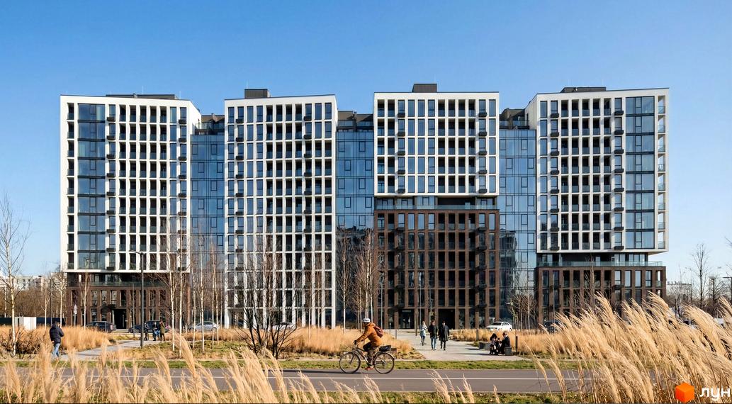 Житловий комплекс Nova City – це сучасна архітектура з панорамними вікнами та просторими балконами. Навколо комплексу розташовані зелені зони та пішохідні доріжки.