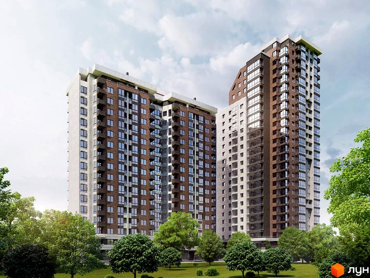 Житловий комплекс West House - це сучасні висотні будинки з цегляним фасадом та великою кількістю вікон, оточені зеленим парком. Новобудова має привабливий вигляд та зручне розташування.