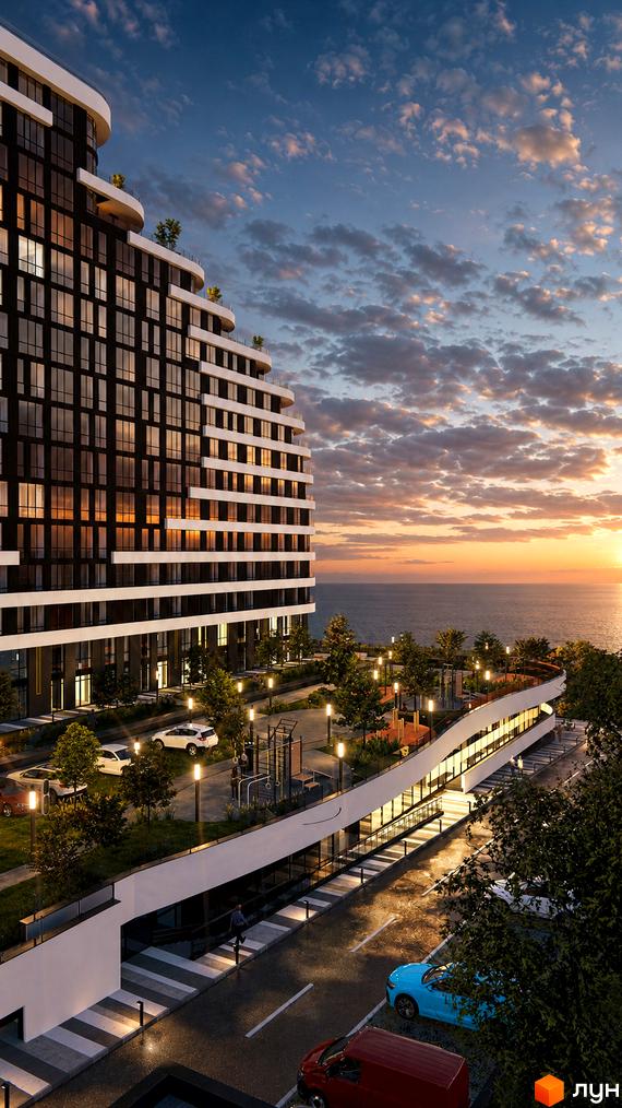 SvitLand Residences - новобудова з терасами та панорамними вікнами, що виходить на море. Прибудинкова територія з освітленням та зонами відпочинку.