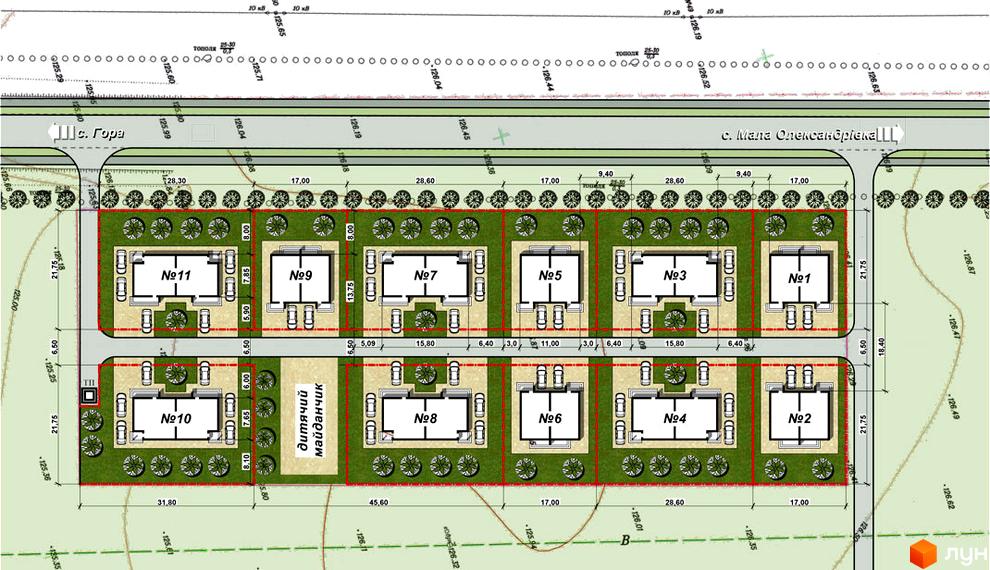 Планування житлового комплексу на вул. Виставкова: сучасні будинки з прибудинковою територією та дитячим майданчиком. Огляд плану забудови.