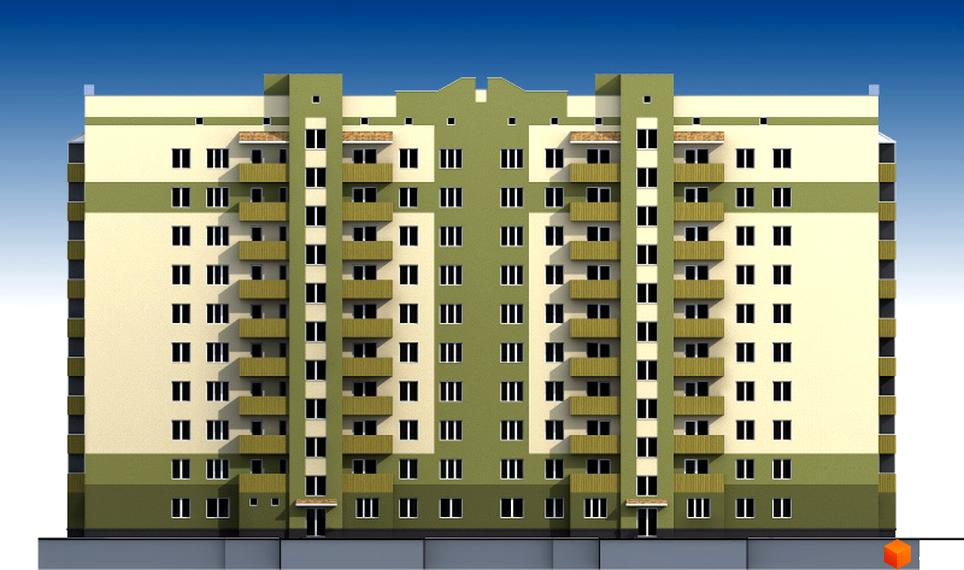 Багатоповерховий житловий будинок з бежево-зеленим фасадом та численними вікнами та балконами на бул. Щепот'єва, 3а.