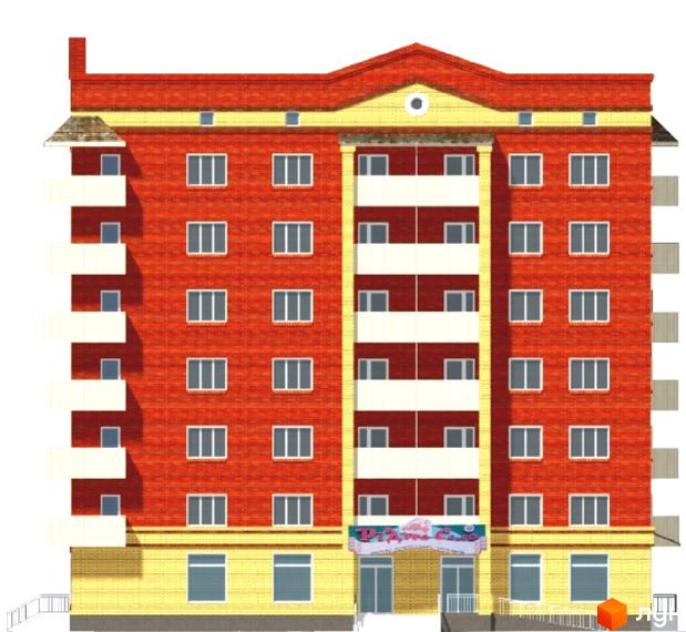 Зовнішній вигляд цегляного будинку з балконами та вікнами. Житловий комплекс на вулиці Петровського, 2а.