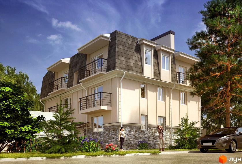 Клубний будинок „Полтавська, 80“ – це чотириповерхова новобудова з мансардним дахом, балконами та кам'яним цоколем. Навколо будинку розташований зелений двір з деревами та квітами.