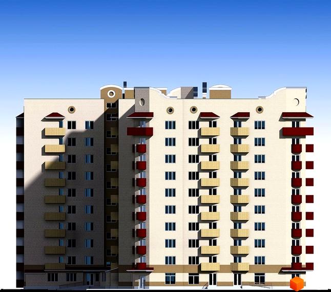 Фасад житлового комплексу на вулиці Героїв України, 4, з балконами та вікнами. Будинок має багатоповерхову структуру з елементами дизайну.