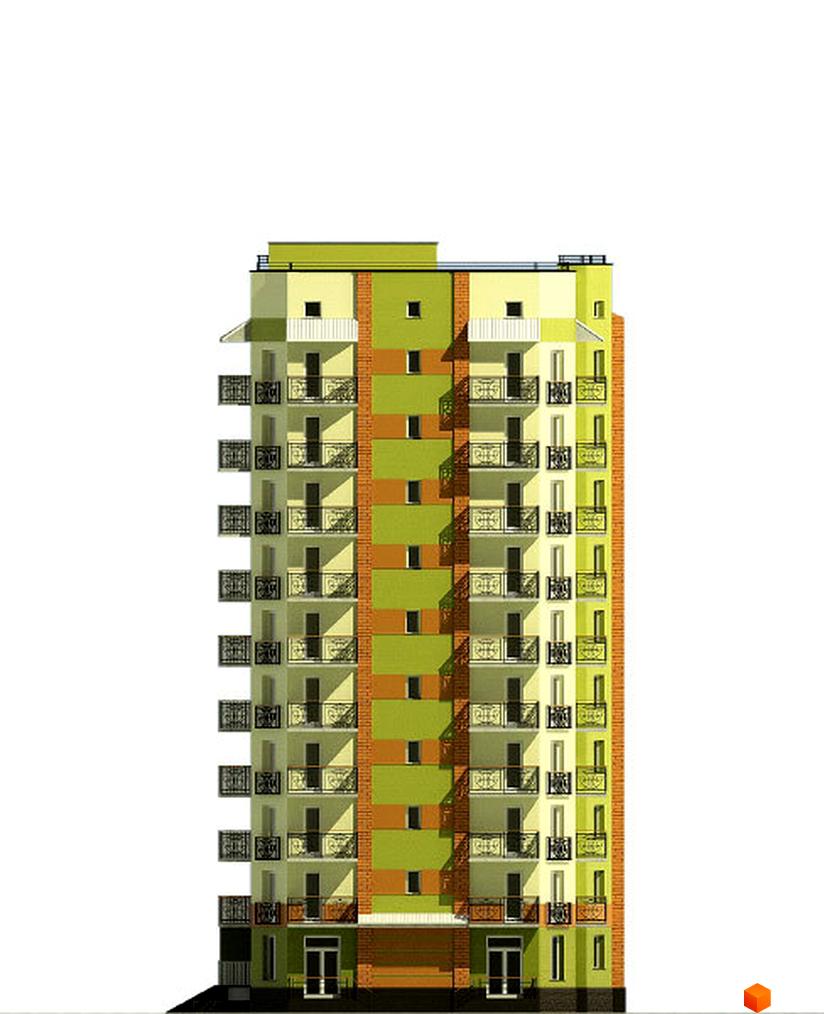 Зображення фасаду багатоповерхового будинку на вул. Красіна, 65а. Вигляд будівлі з балконами та прилеглою територією.