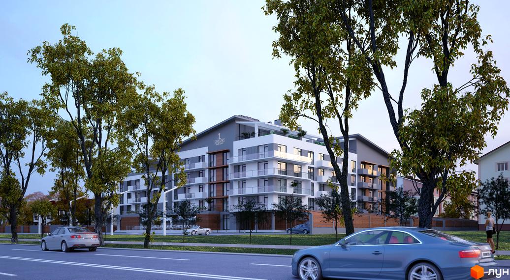 Житловий комплекс Luxury Square – це сучасна новобудова з балконами та панорамними вікнами. Територія навколо будинку озеленена деревами та облаштована місцями для відпочинку.