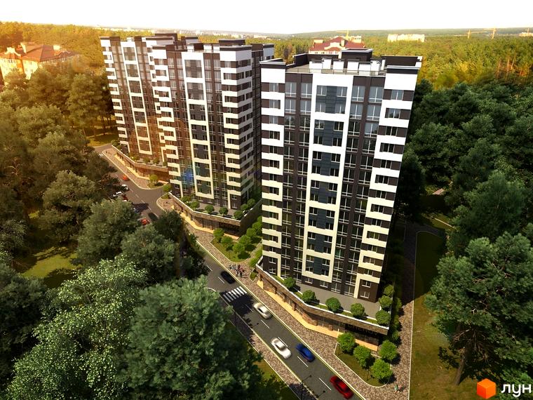 Житловий комплекс Chehov Парк Квартал - сучасна архітектура та зелена прибудинкова територія. Огляд новобудови з паркуванням та зонами відпочинку.