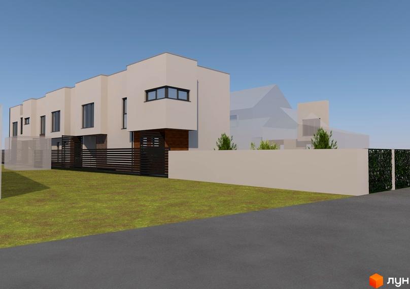 Таунхаус „Квартет“ – це сучасна житлова забудова з акуратними фасадами та огородженою територією. Навколо будівель розташований доглянутий газон та зелені насадження.