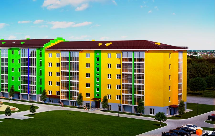 Житловий комплекс Барський – яскрава новобудова з жовтими та зеленими фасадами. Навколо будинку упорядкована прибудинкова територія з зеленими зонами та місцями для відпочинку.