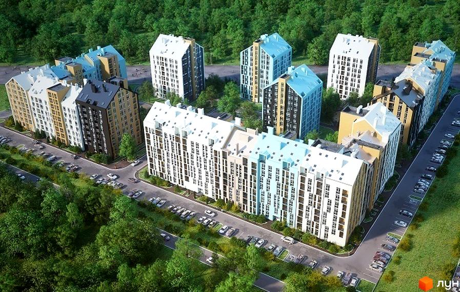 Житловий комплекс LeoPol Town – це сучасна новобудова з різнокольоровими фасадами та зручною прибудинковою територією з парковкою. Комплекс розташований серед зелені, що створює затишну атмосферу.