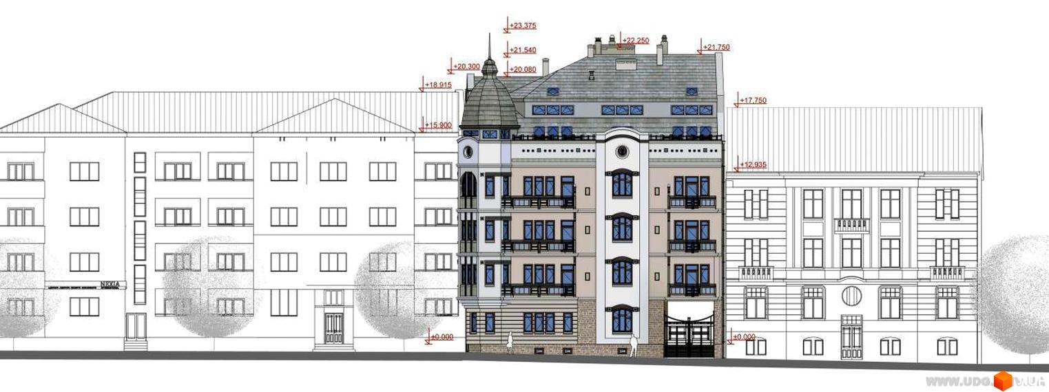 Фасад житлового будинку на вулиці Єфремова, 30. Багатоповерхова будівля з великими вікнами та декоративними елементами, що створюють затишний вигляд.