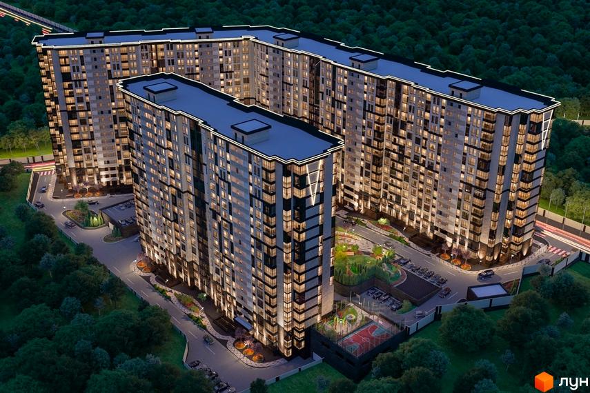 Житловий комплекс Crystal Towers - сучасна архітектура та затишна прибудинкова територія з дитячими майданчиками та зонами відпочинку.