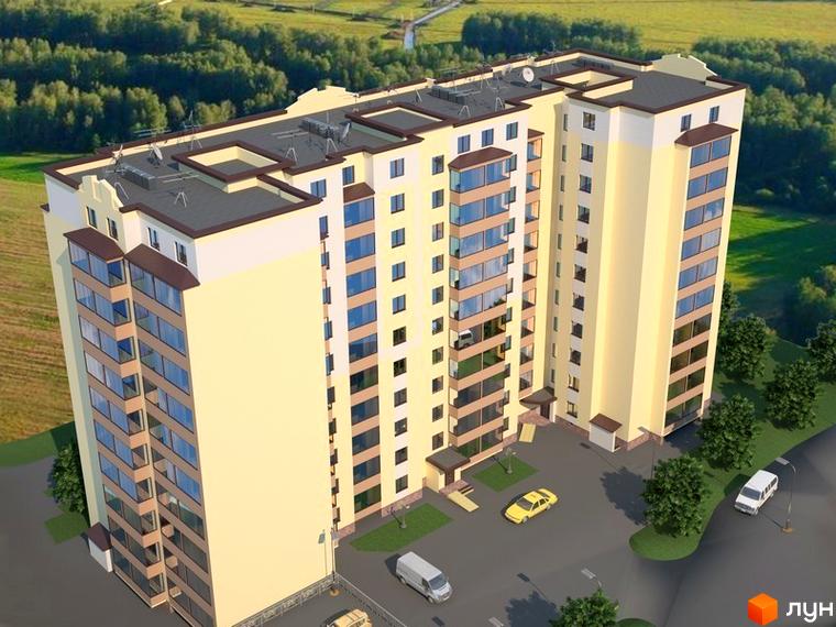 Сучасний житловий комплекс на вулиці 600-річчя, 17, з великою кількістю вікон та балконів. На прибудинковій території розташовані паркувальні місця та зелені насадження.