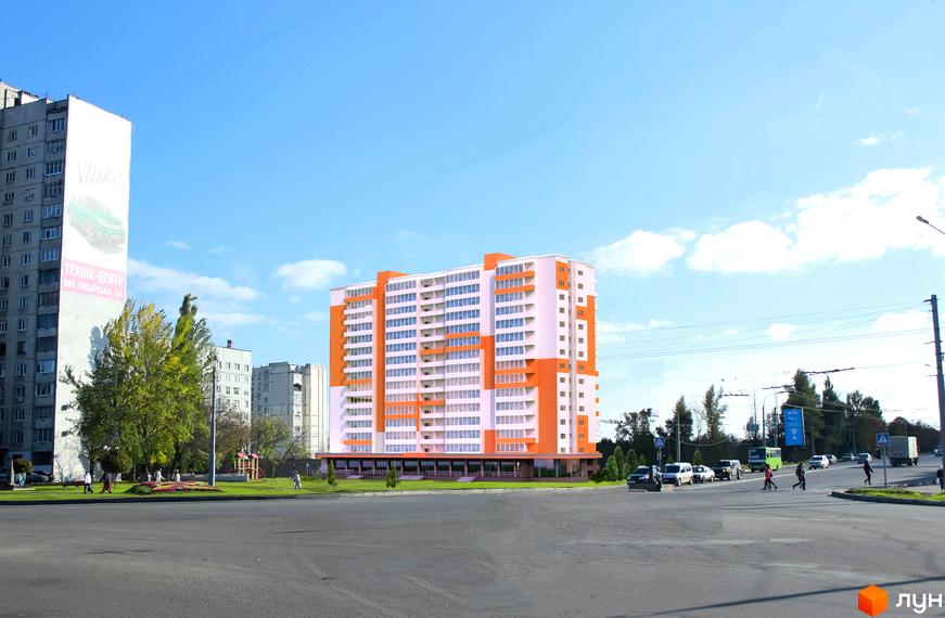 Житловий комплекс Слобожанський квартал – це сучасна новобудова з яскравим фасадом та комфортними квартирами. Навколо будинку розташований зелений сквер та дитячий майданчик.