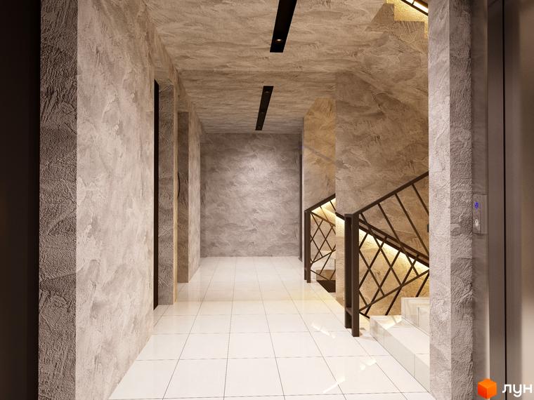 Дизайн холу та сходів у житловому комплексі