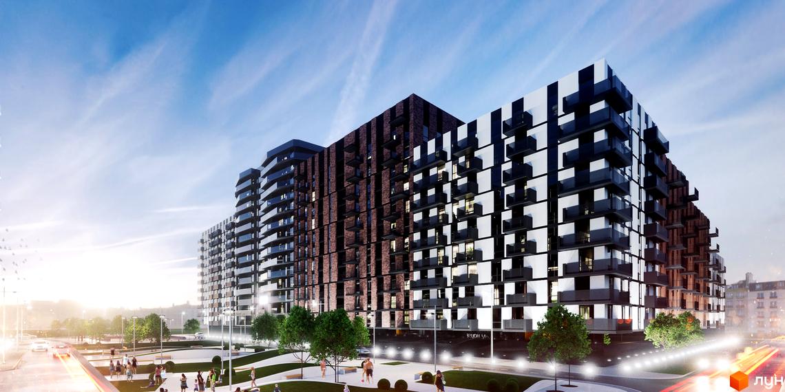 Житловий комплекс Avalon - сучасна новобудова з цегляним фасадом та скляними балконами. Територія навколо комплексу облаштована зонами відпочинку та зеленими насадженнями.