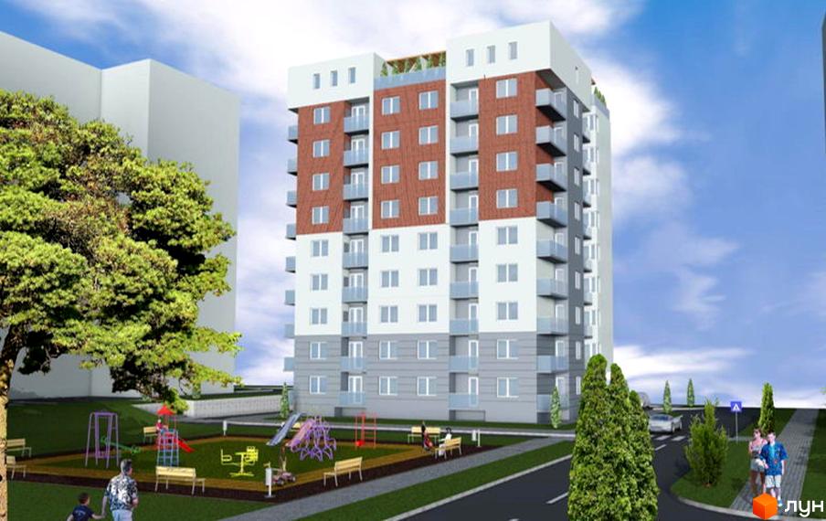 Житловий комплекс Карпатський Оберіг - це багатоповерхова новобудова з цегляними та білими фасадами, балконами та великою кількістю вікон. Прибудинкова територія облаштована дитячим майданчиком, зеленими насадженнями та місцями для відпочинку.