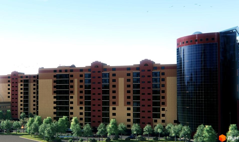 Житловий комплекс Turkish City – це сучасна новобудова з цегляним фасадом та скляним хмарочосом. Навколо комплексу розташовані зелені насадження та доглянута прибудинкова територія.