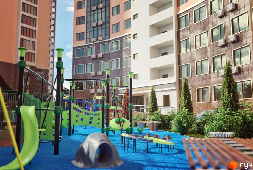 Житловий комплекс Двадцять шоста перлина. Сучасна новобудова з дитячим майданчиком та зеленими насадженнями.