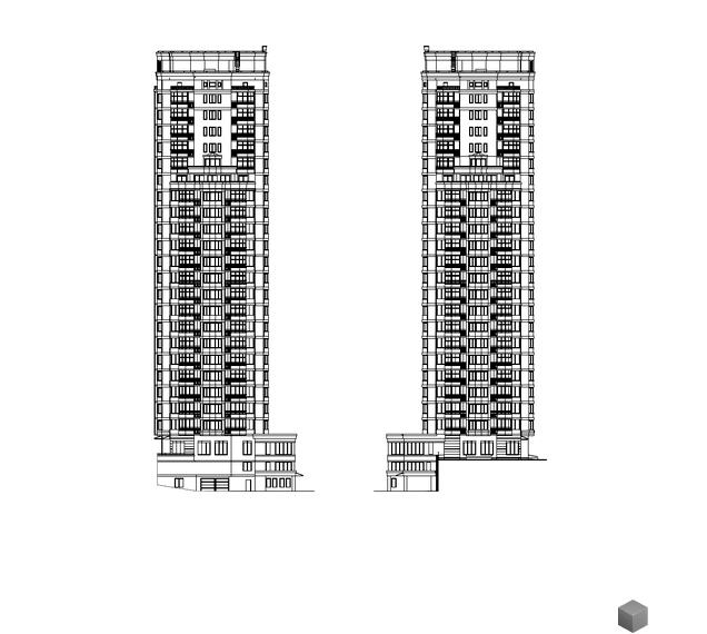 Зовнішній вигляд житлового комплексу вул. Миколи Голего, 7в з двома висотними будинками та прибудинковою територією.