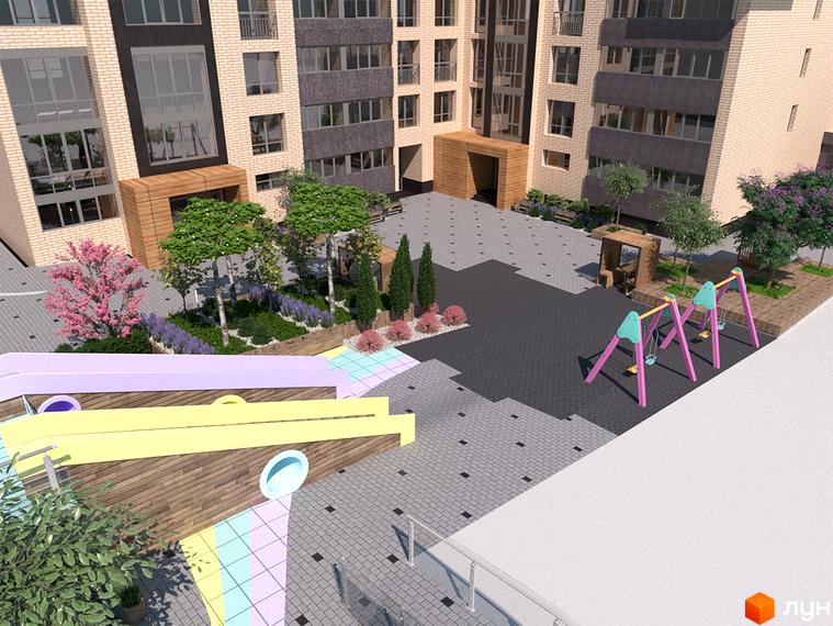 Житловий комплекс Гармонія-2. Сучасний житловий комплекс з дитячим майданчиком та зеленими зонами.