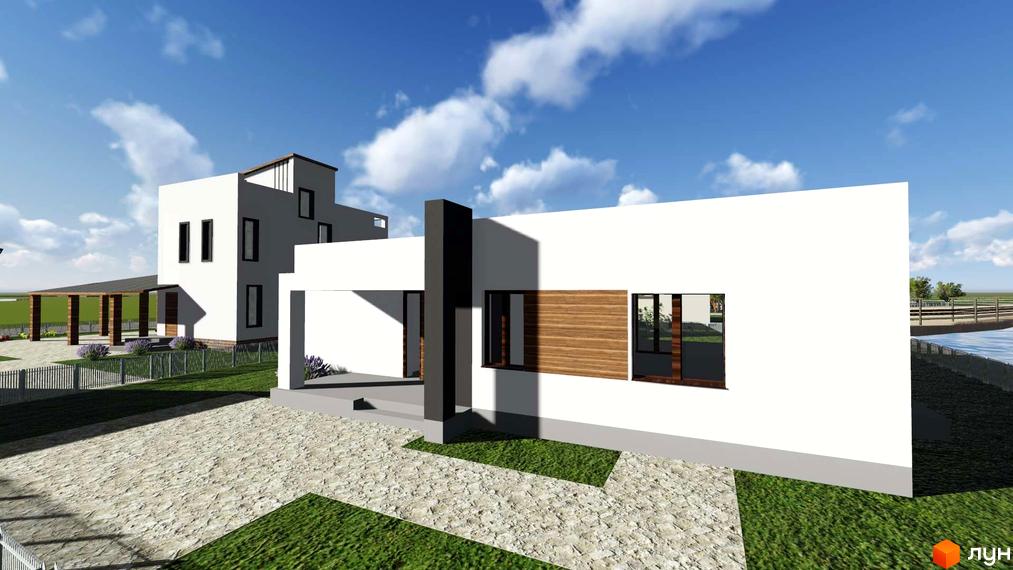 Зображення будинку в Котеджному містечку Осокорки Residence з прибудинковою територією. Вигляд ззовні, екстер'єр.