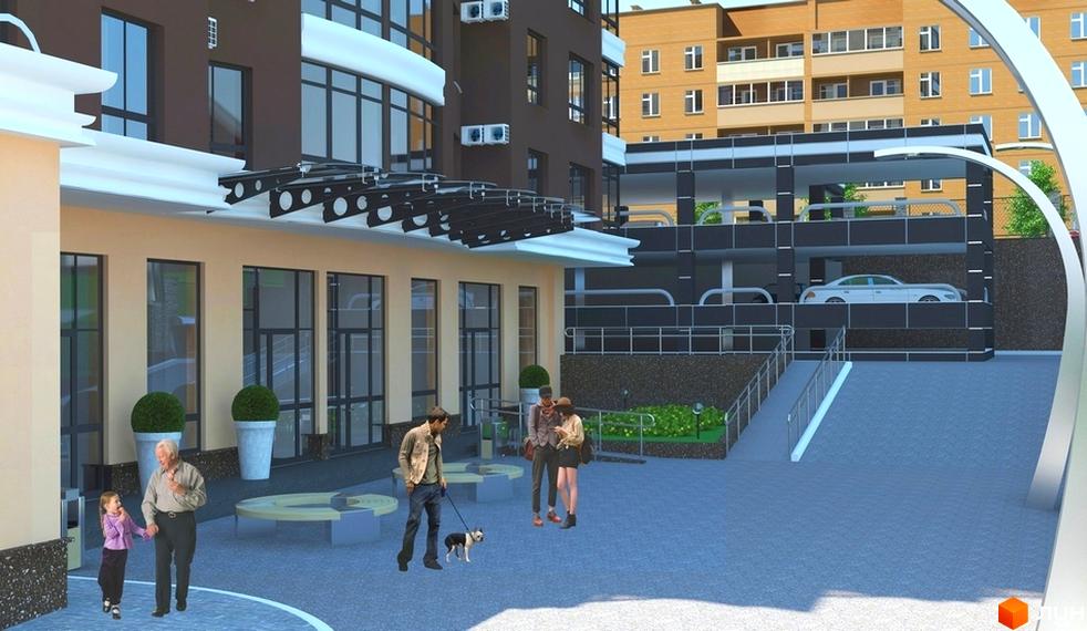 Житловий комплекс Шулявський з сучасною архітектурою та прибудинковою територією для відпочинку та прогулянок.