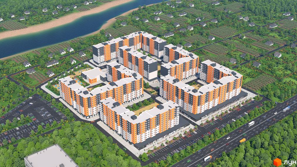 Житловий комплекс Сімейний COMFORT – це сучасна новобудова з яскравими фасадами та упорядкованою прибудинковою територією. Комплекс розташований біля річки, оточений зеленню та має зручні парковки.