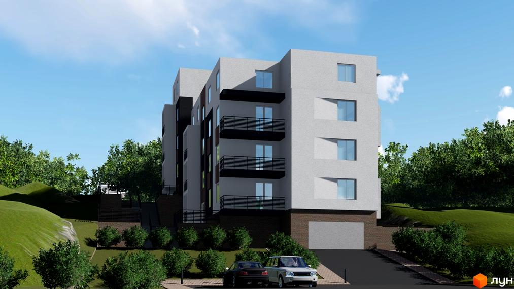 Житловий комплекс Подих Природи - це сучасна новобудова з балконами та панорамними вікнами, розташована серед зелених насаджень та пагорбів.