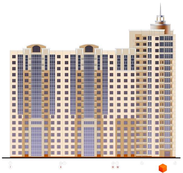 Зображення фасаду багатоповерхового житлового будинку на вулиці Красноткацькій, 2. Архітектура з великими вікнами та світлим оздобленням.