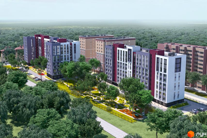 Житловий комплекс Нові Метри Park – це сучасна новобудова з різнокольоровими фасадами та упорядкованою прибудинковою територією з дитячими майданчиками та зонами відпочинку.