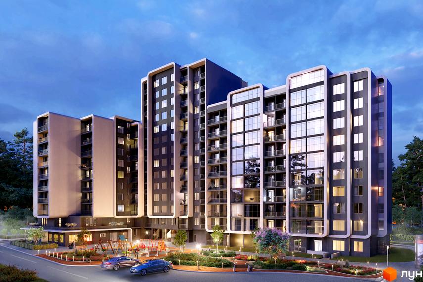 Житловий комплекс Resident Hall - це багатоповерхова новобудова з панорамними вікнами та балконами. Територія навколо будинку облаштована дитячим майданчиком та зеленими зонами.